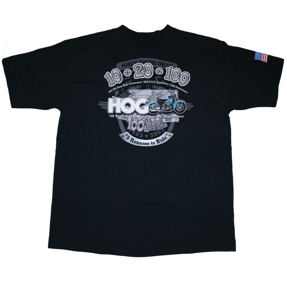 2003 Harley Owners Group T Shirt Men's XL HOG Yakima 10th WA State Rally Xlarge